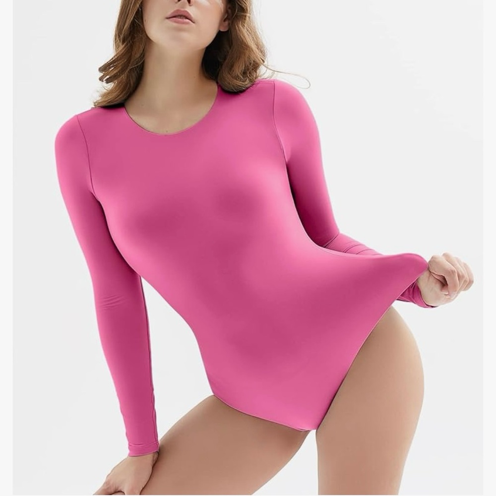 Pumiey Long Sleeve Bodysuit Pink Size Medium
